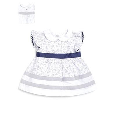 Girls Grey Printed Short Sleeve Dress